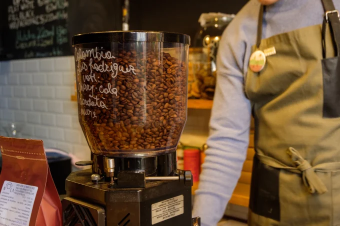 coffee machine with coffee beans